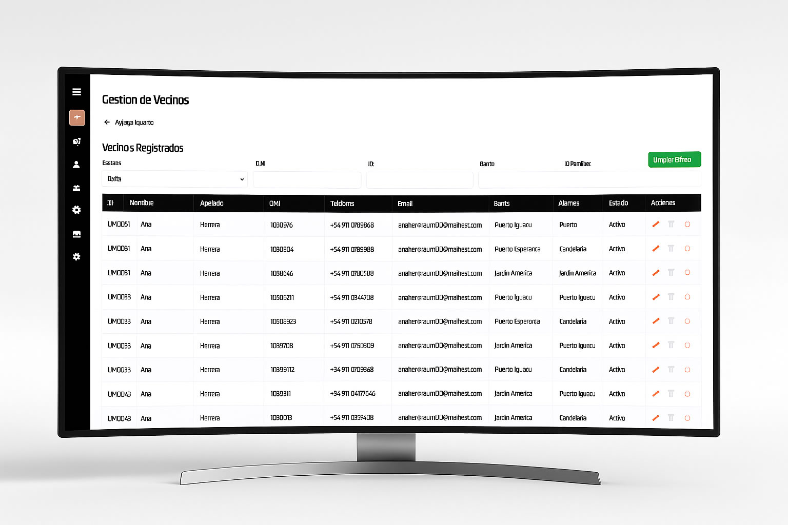 Gestión de Vecinos y Usuarios